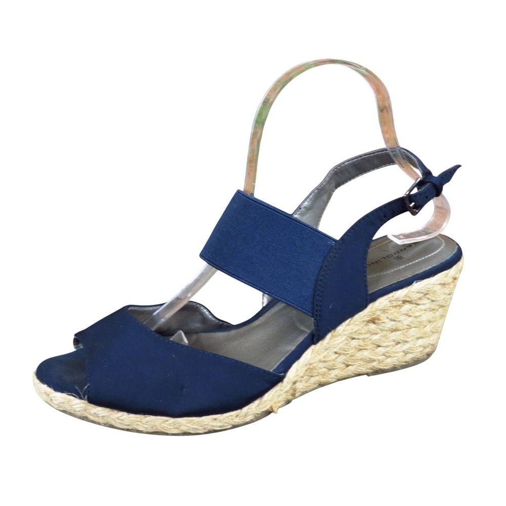Bandolino Himeka Women Espadrille Wedge Sandals Size 10 Summer Navy Blue Textile